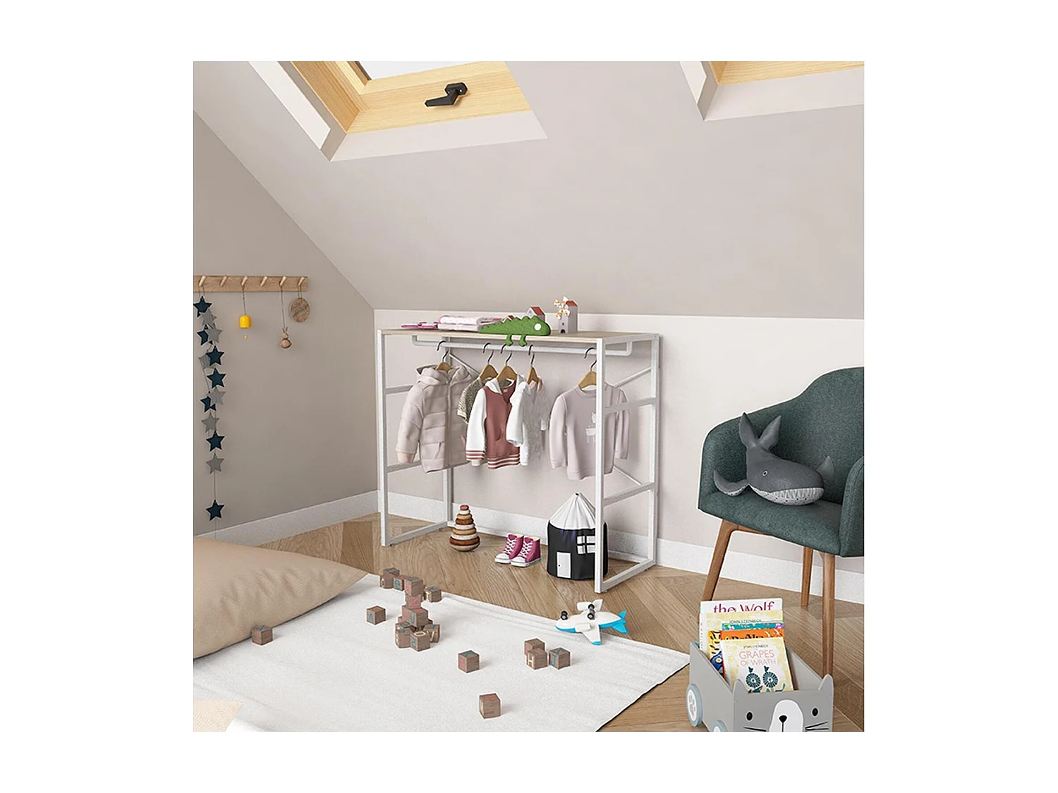 Portant vêtements sous combles penderie 100x85cm