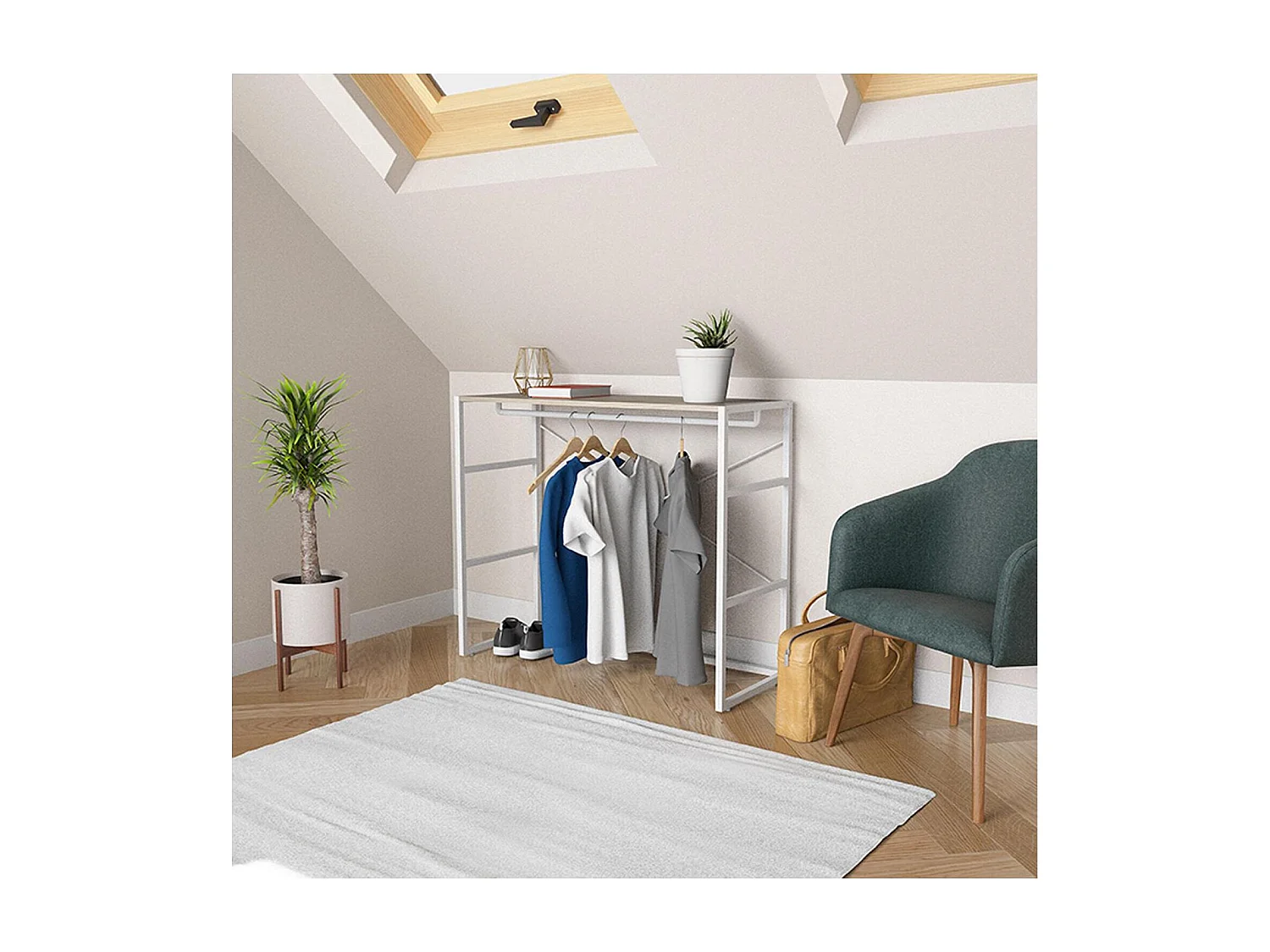 Portant vêtements sous combles penderie 100x85cm