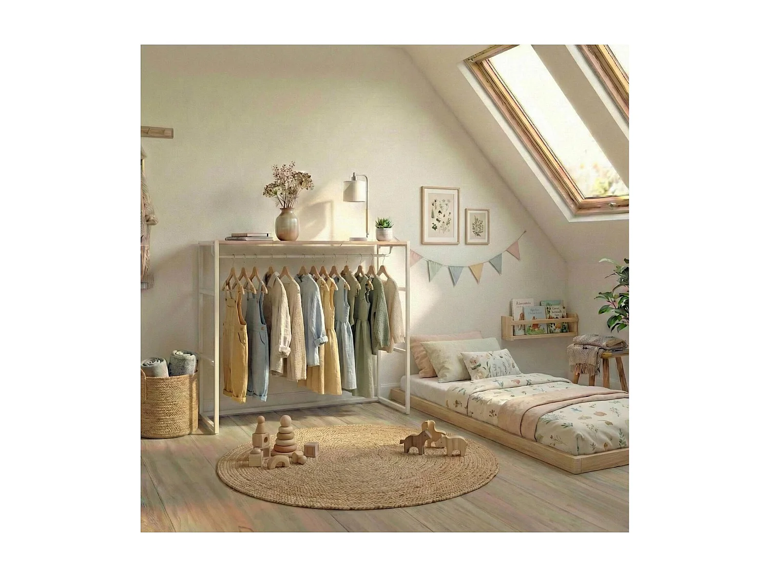 Portant vêtements sous combles KADRA penderie 100x85cm