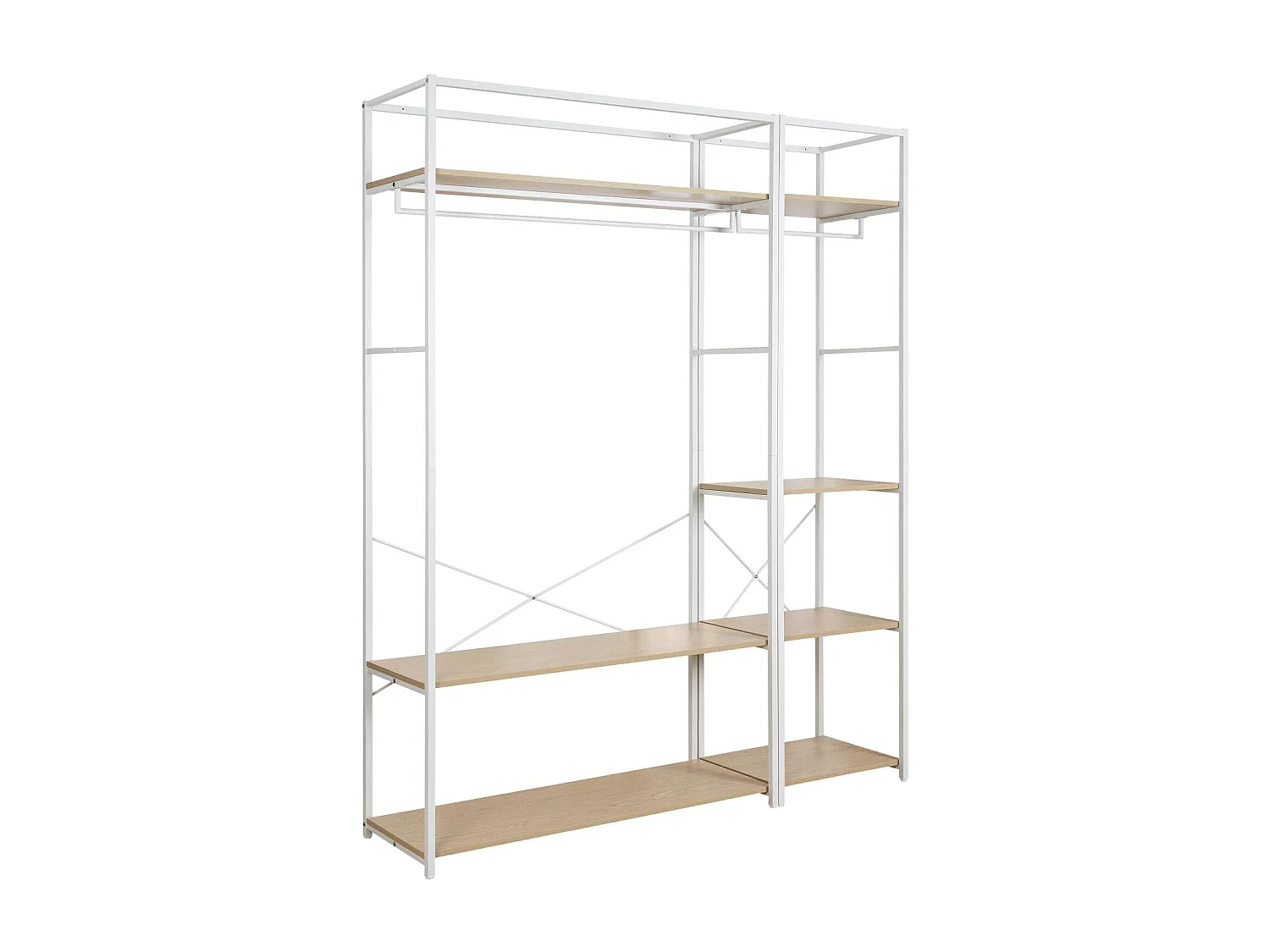 2er-Set Kleiderständer aus Holz und Metall 160x200cm JUNE