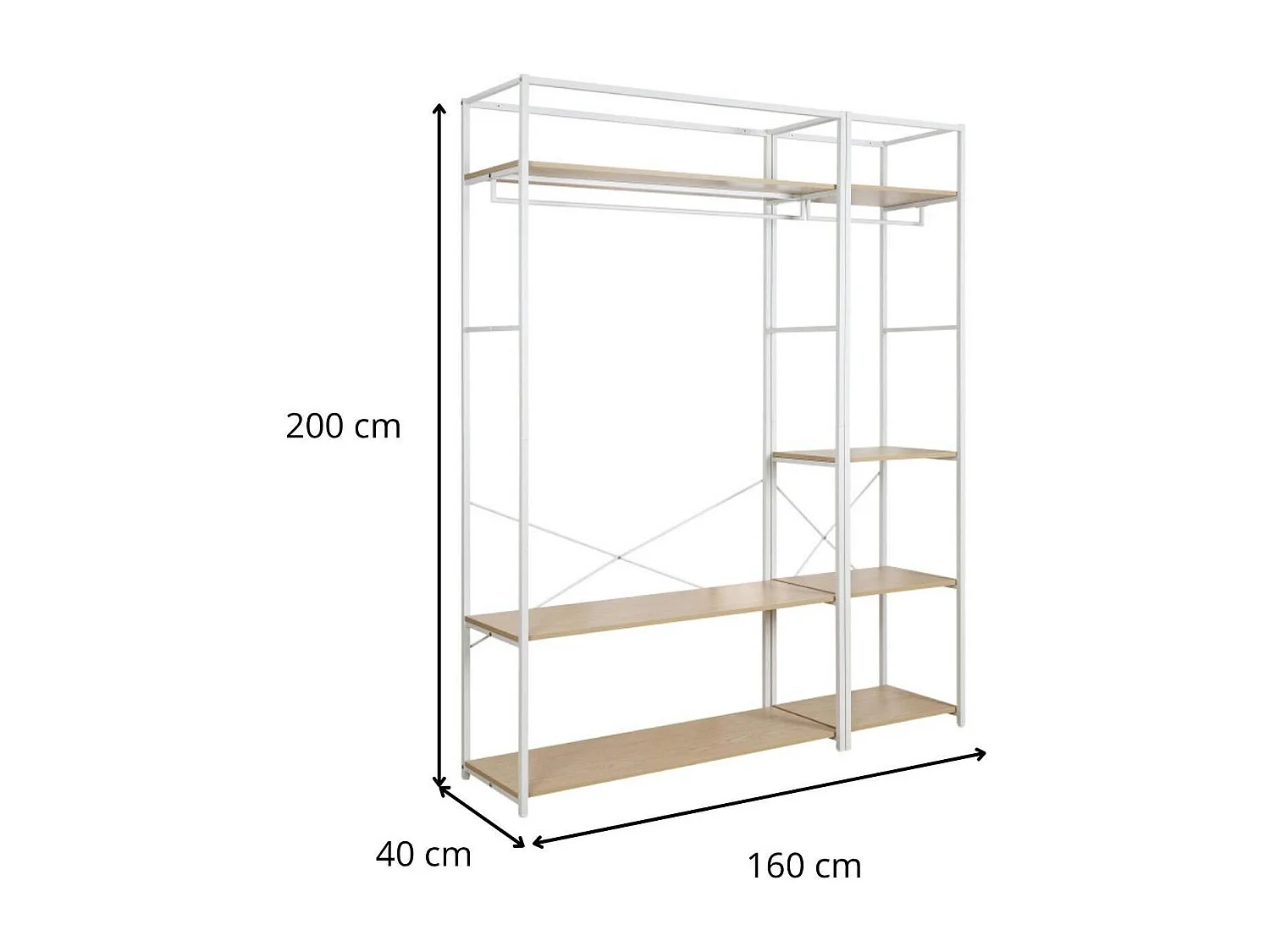 2er-Set Kleiderständer aus Holz und Metall 160x200cm JUNE