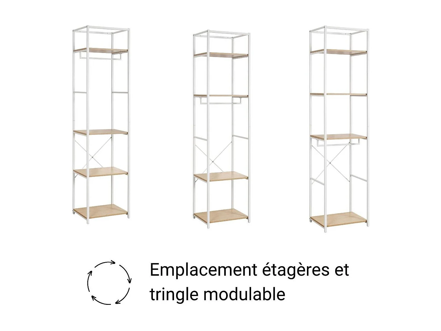 2er-Set Kleiderständer aus Holz und Metall 160x200cm JUNE