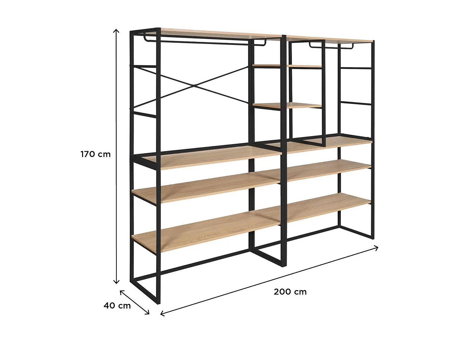 Set van 4 modulaire zolderkledingrekken 400x85cm KADRA