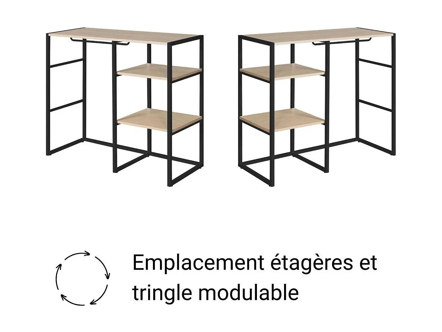 Set van 4 modulaire zolderkledingrekken 400x85cm KADRA