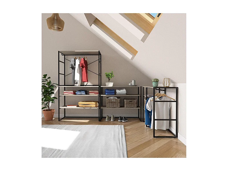 Lot de 4 portants vêtements sous combles modulables 400x85cm