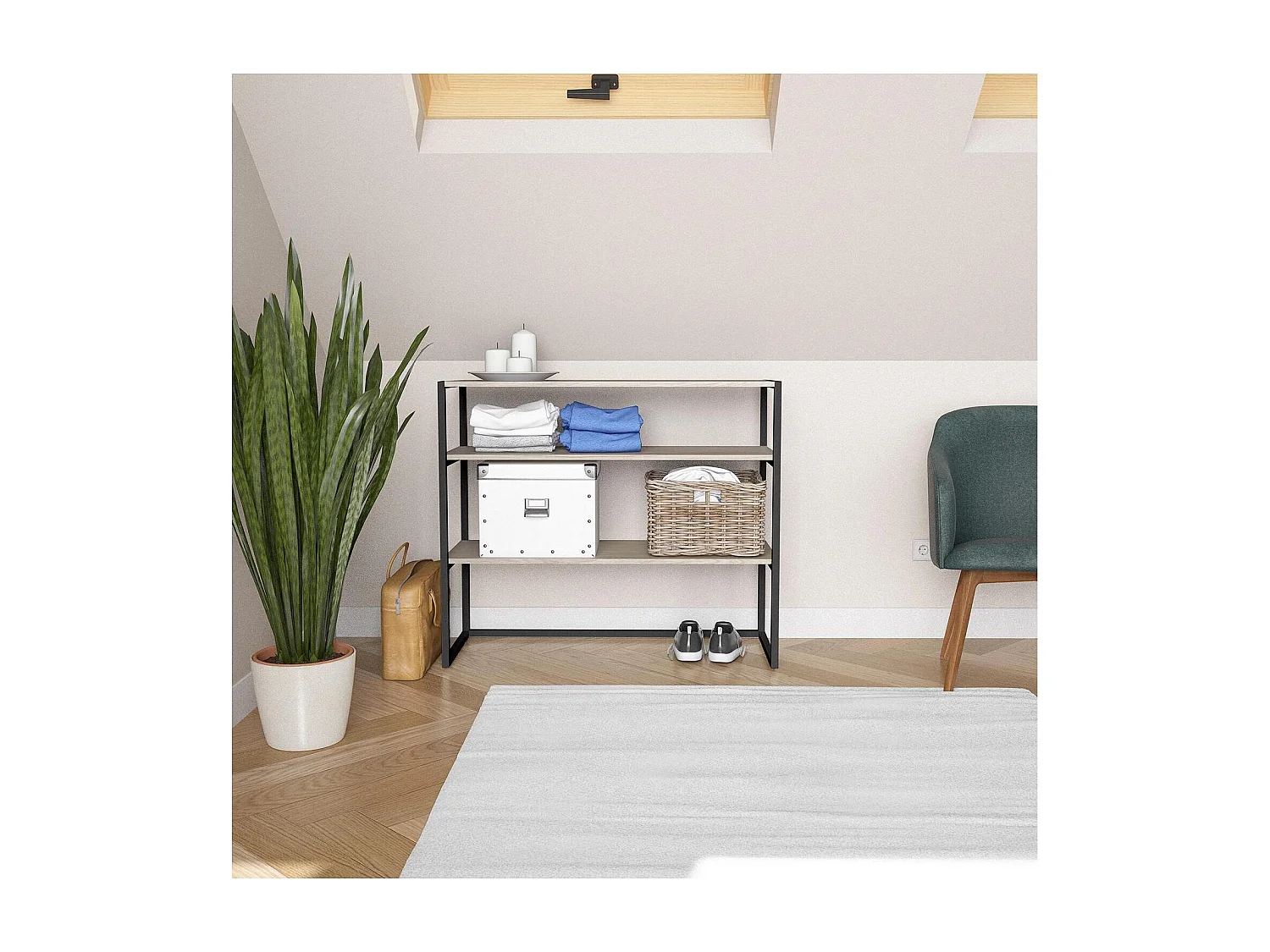 KADRA 100x85cm zolderkledingrek met planken