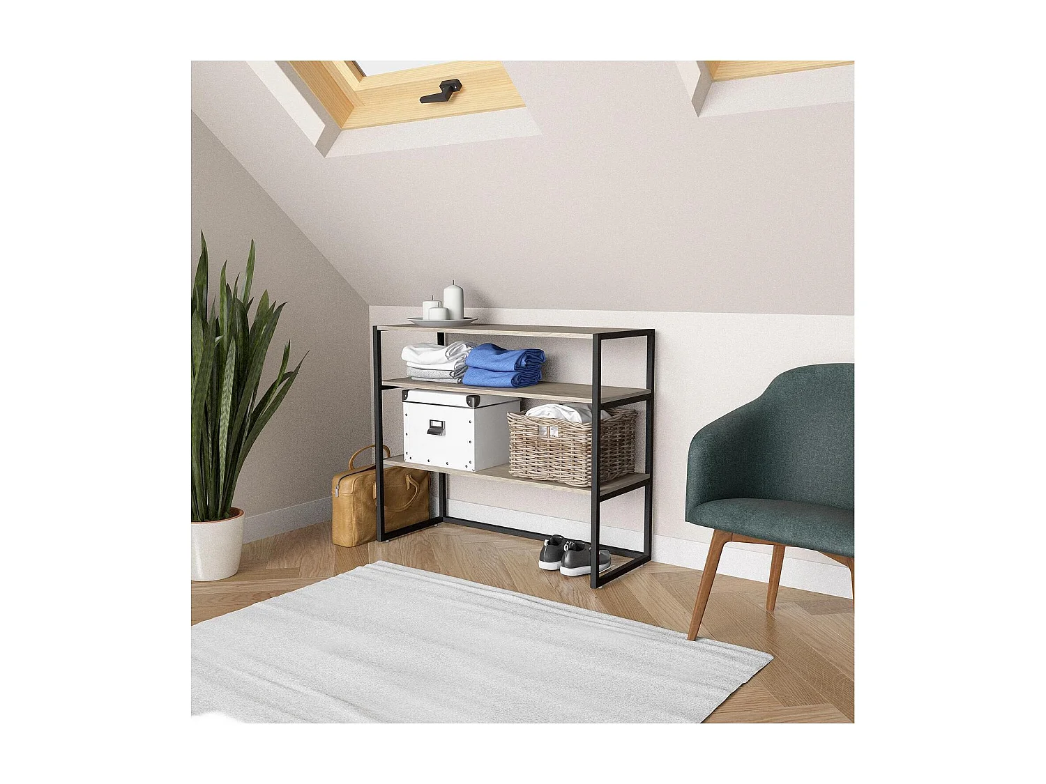 KADRA 100x85cm zolderkledingrek met planken