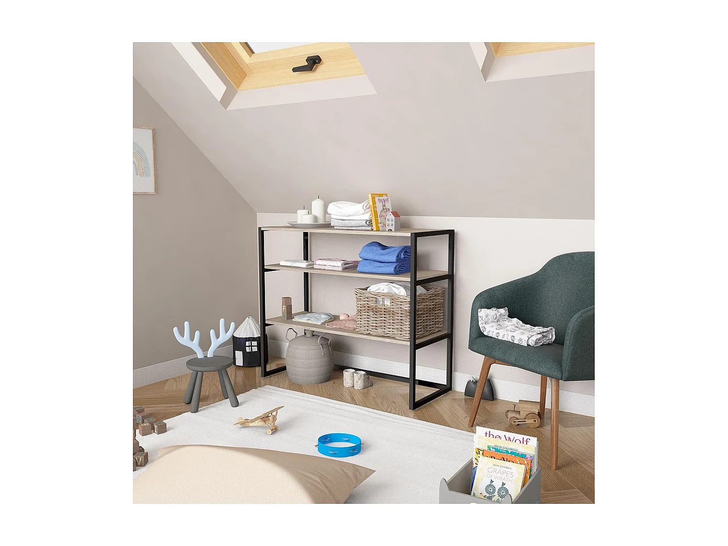 Appendiabiti da soffitta KADRA 100x85cm con ripiani