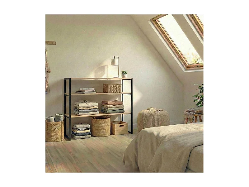 KADRA 100x85cm Dachbodenkleiderständer mit Regalen