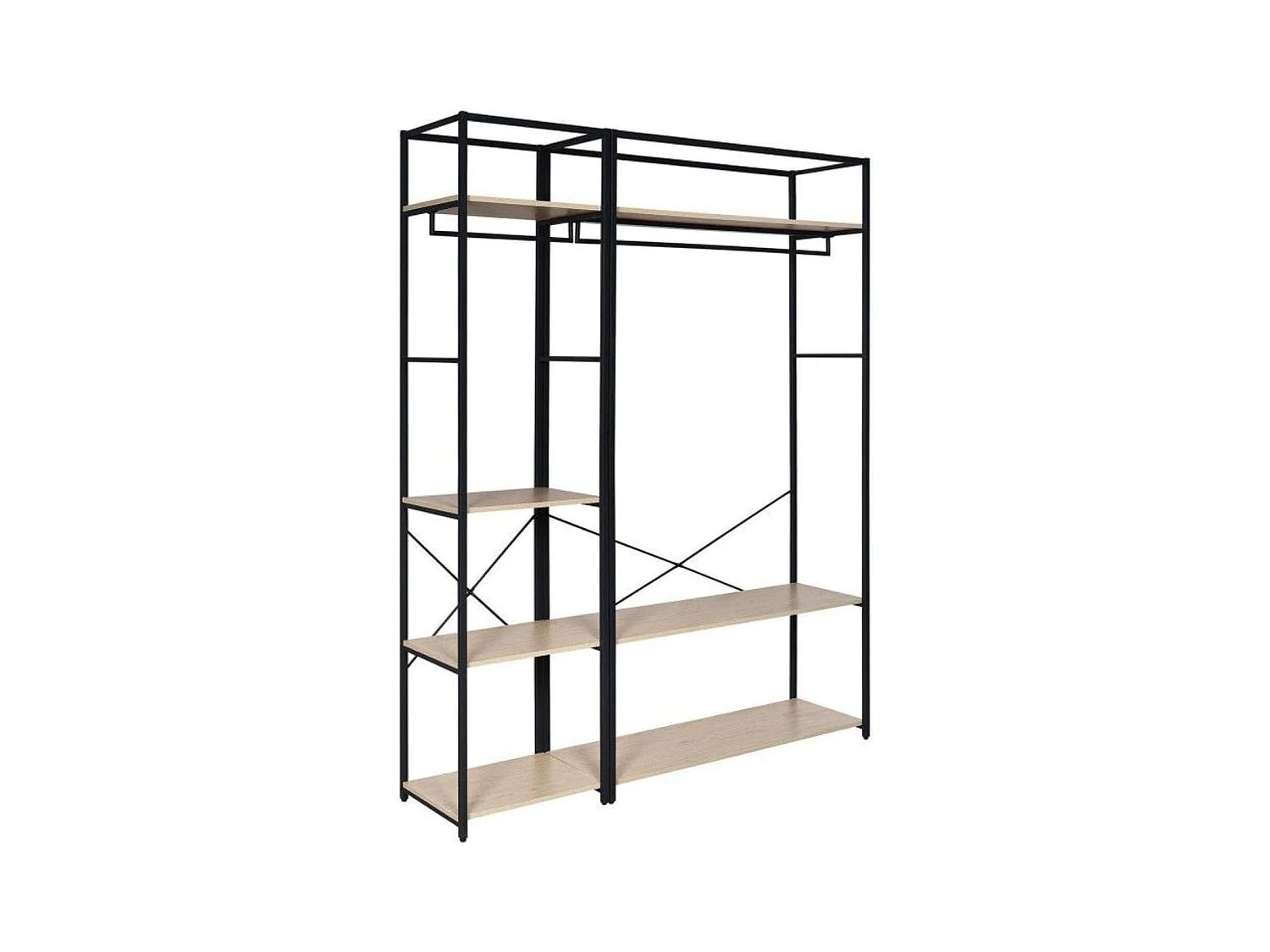 2er-Set Kleiderständer aus Holz und Metall 160x200cm JUNE