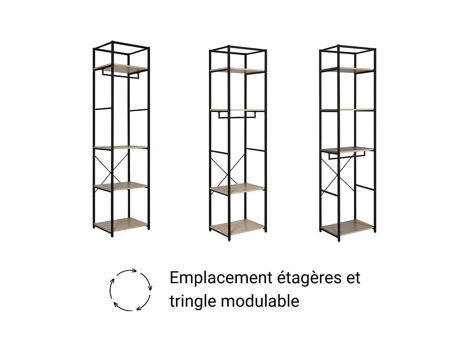 2er-Set Kleiderständer aus Holz und Metall 160x200cm JUNE