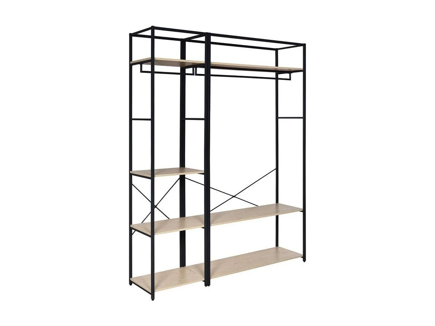 Lot de 2 portants vêtements en bois et métal 160x200cm