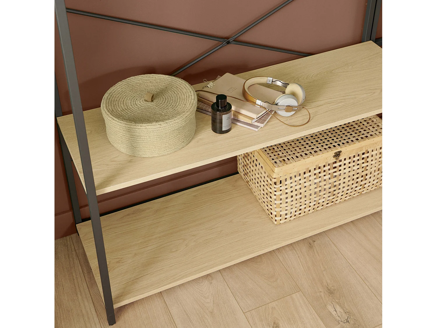 Lot de 2 portants vêtements en bois et métal 160x200cm