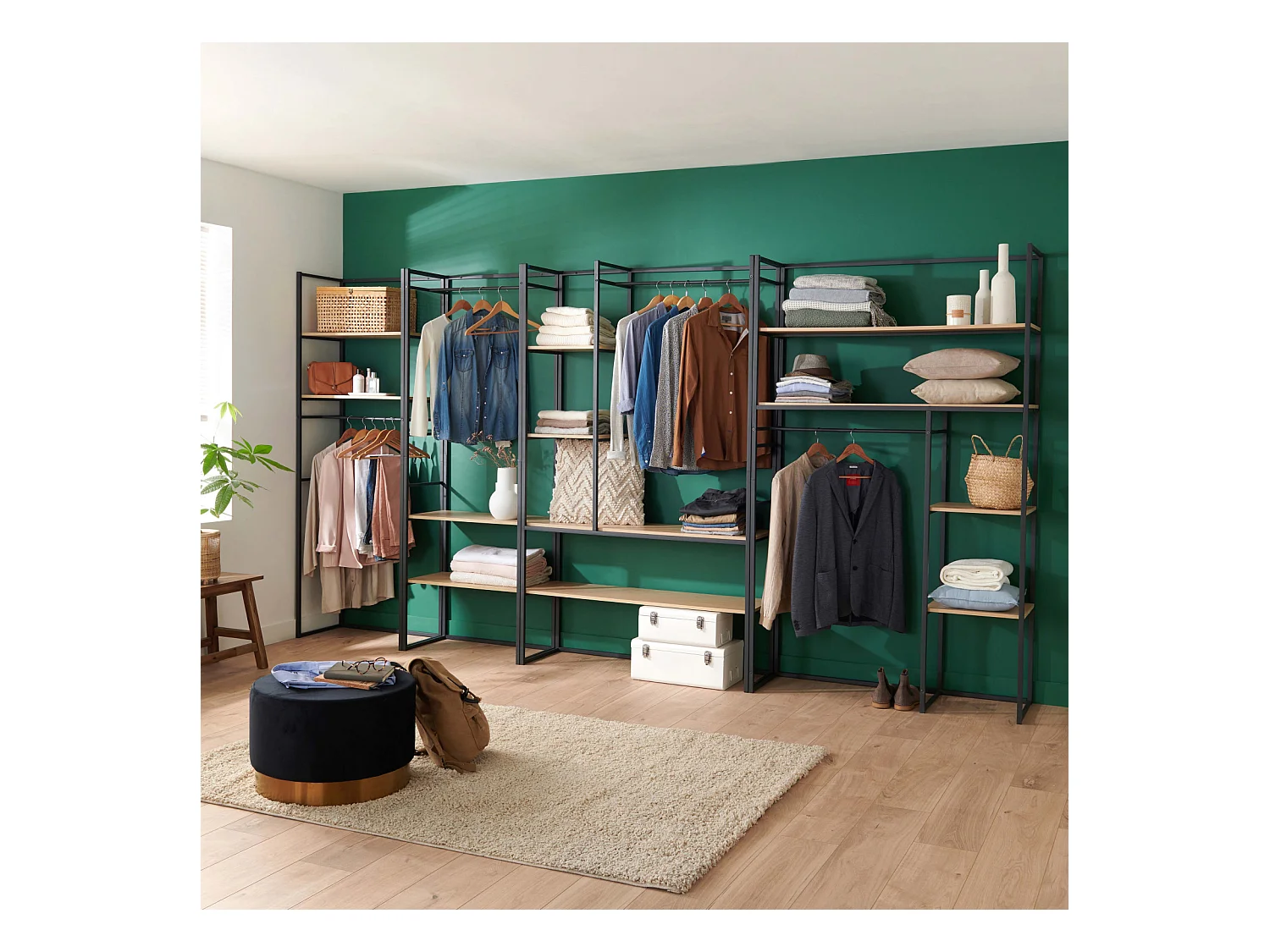 4er-Set ASHTON Kleiderständer aus Holz und Metall