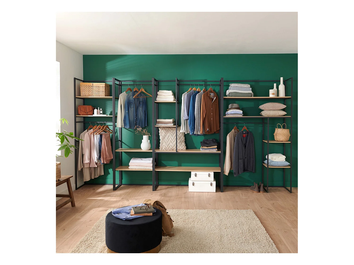 Conjunto de 4 percheros de madera y metal ASHTON