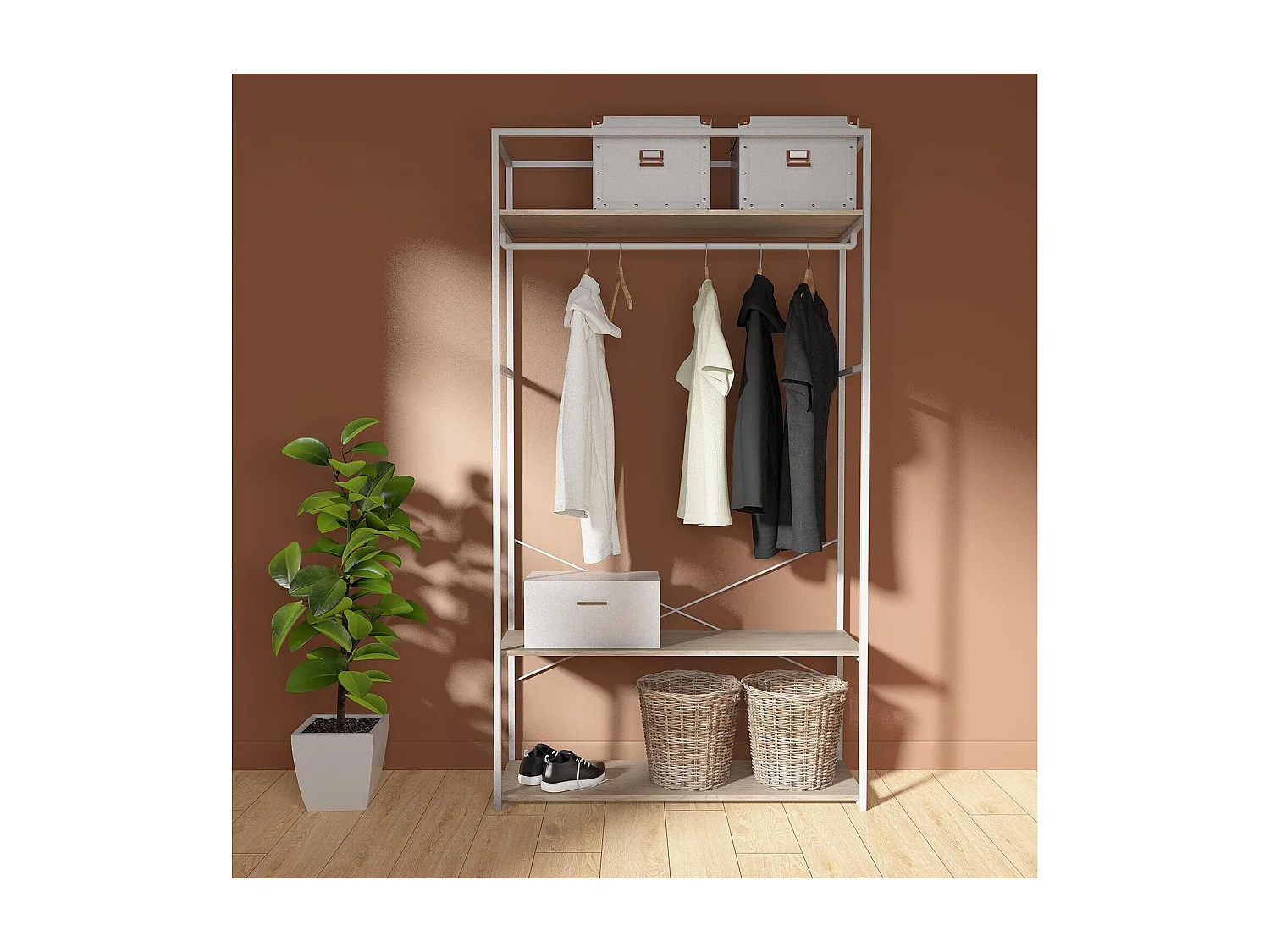 Kleiderständer aus Holz und Metall 110x200cm JUNE