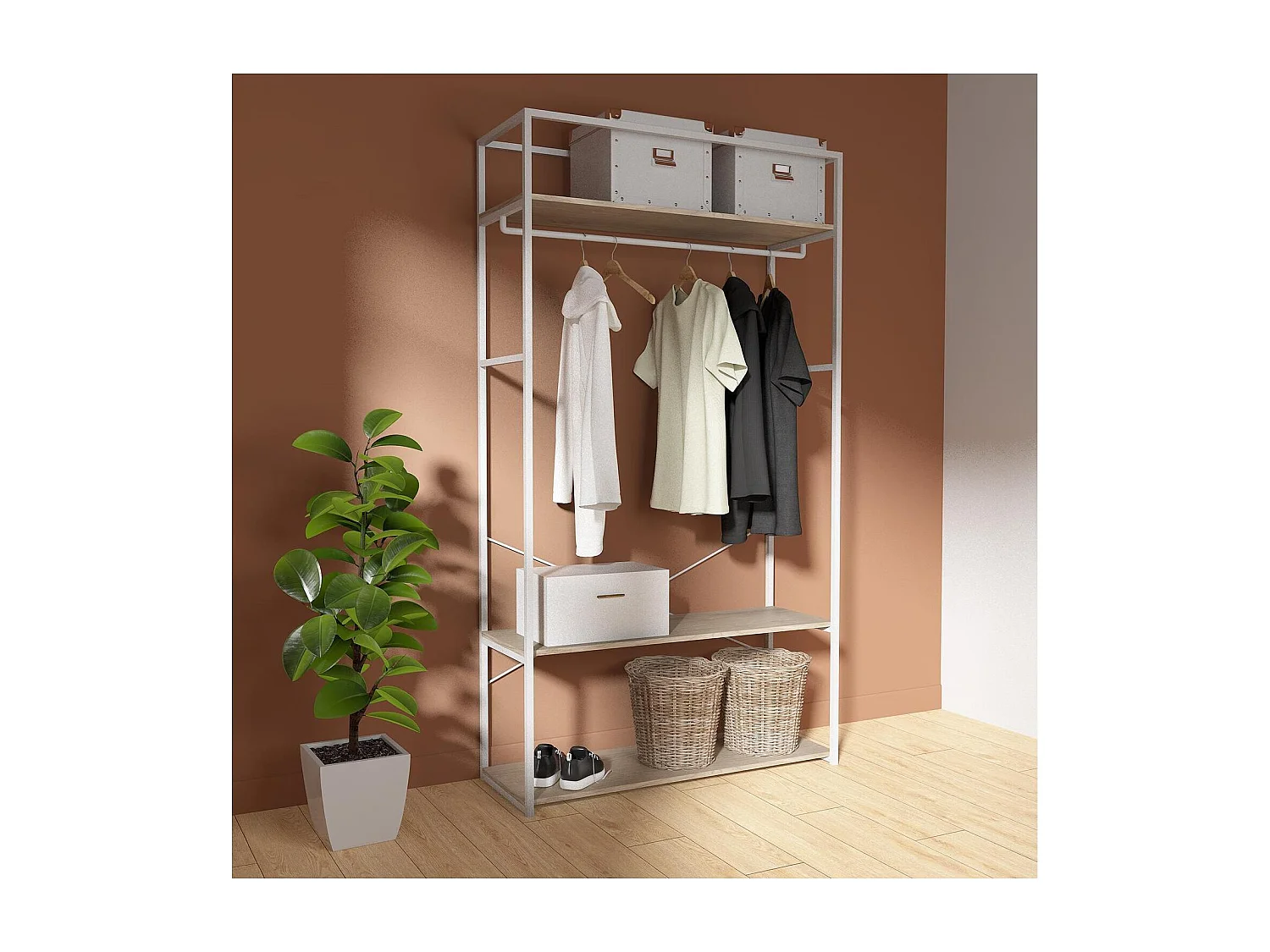 Kleiderständer aus Holz und Metall 110x200cm JUNE