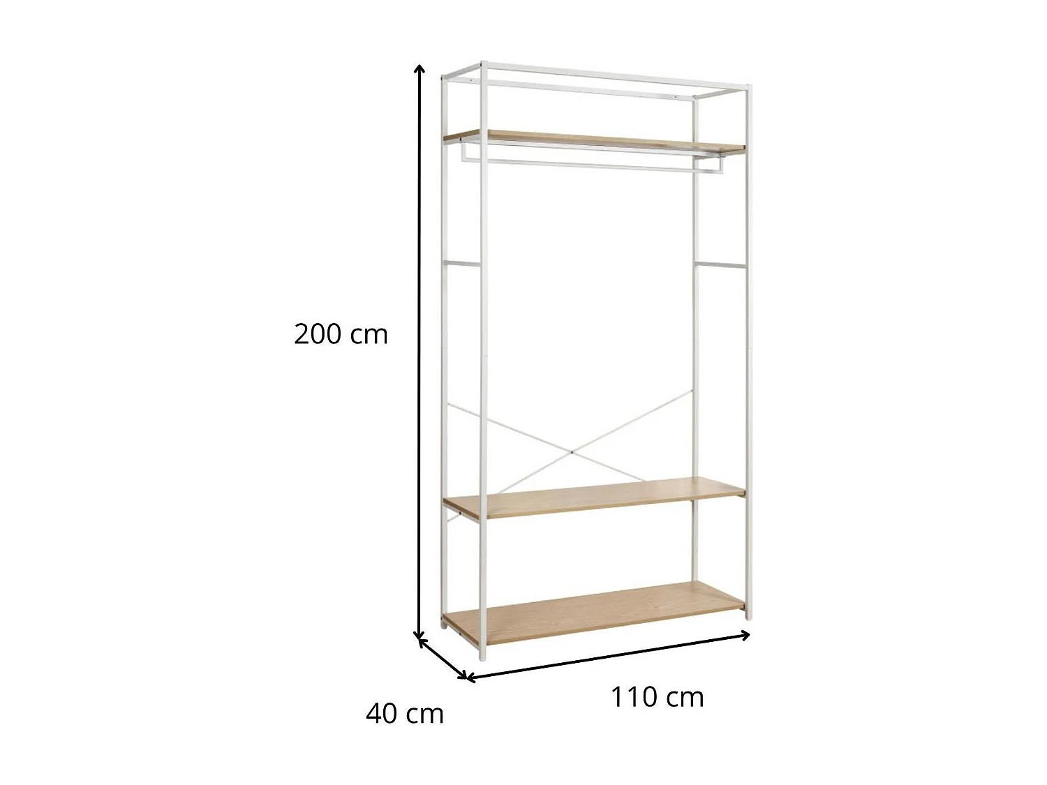 Portant vêtements en bois et métal 110x200cm