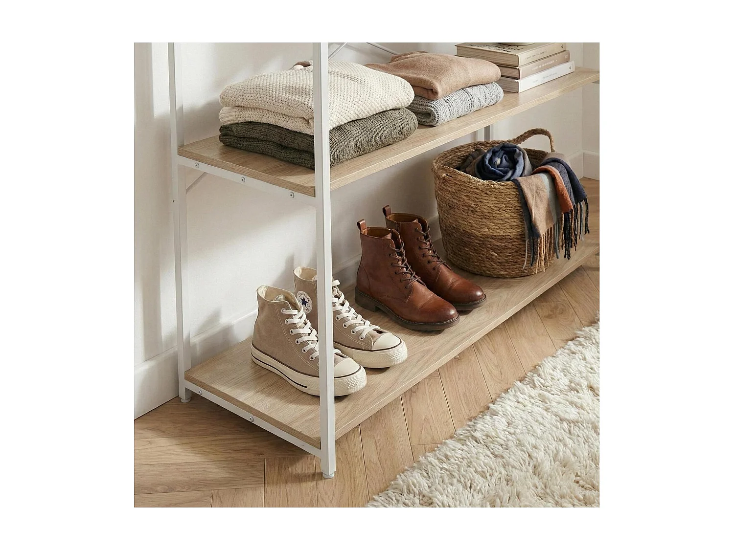 Portant vêtements en bois et métal 110x200cm