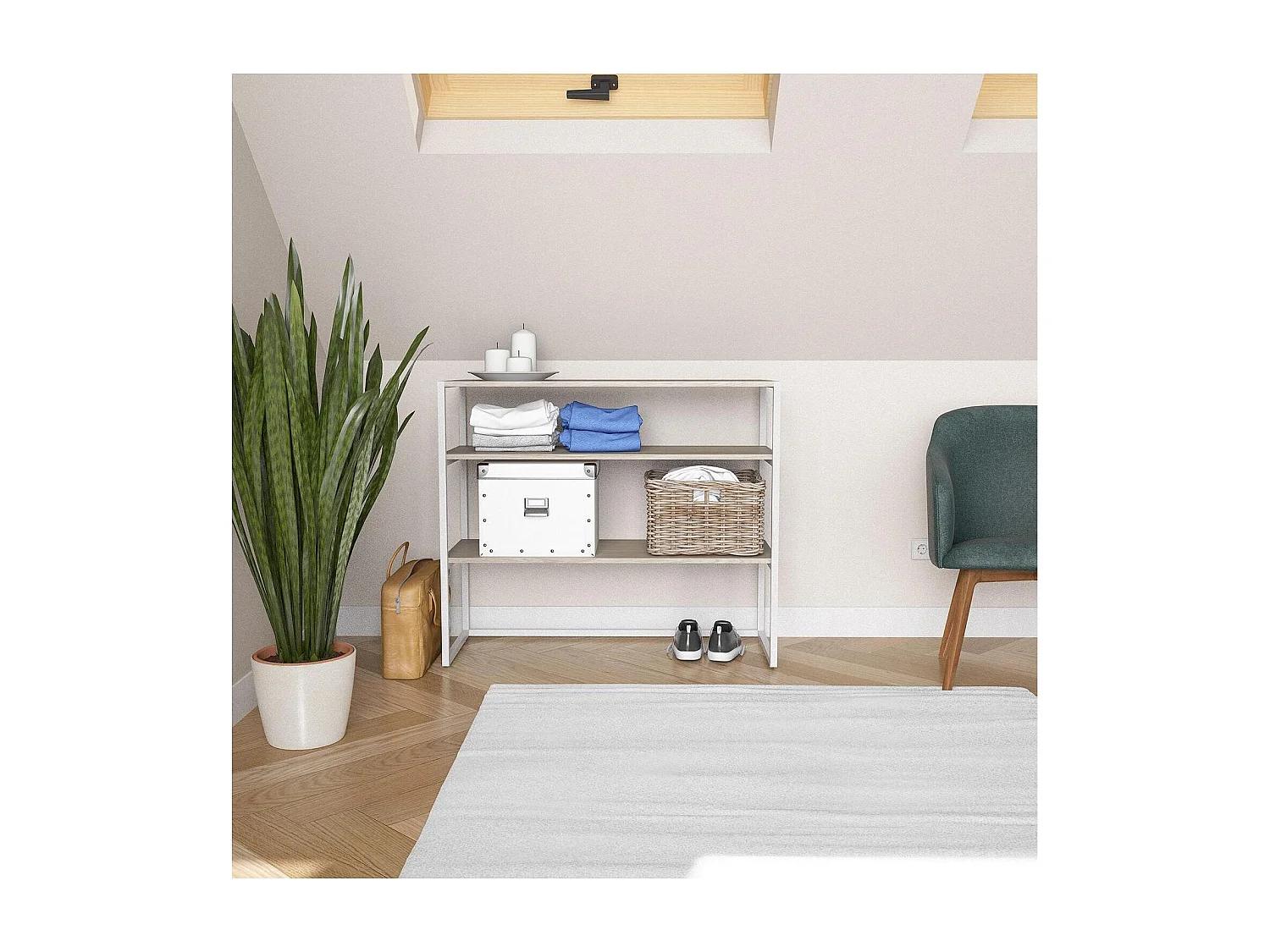 KADRA 100x85cm zolderkledingrek met planken