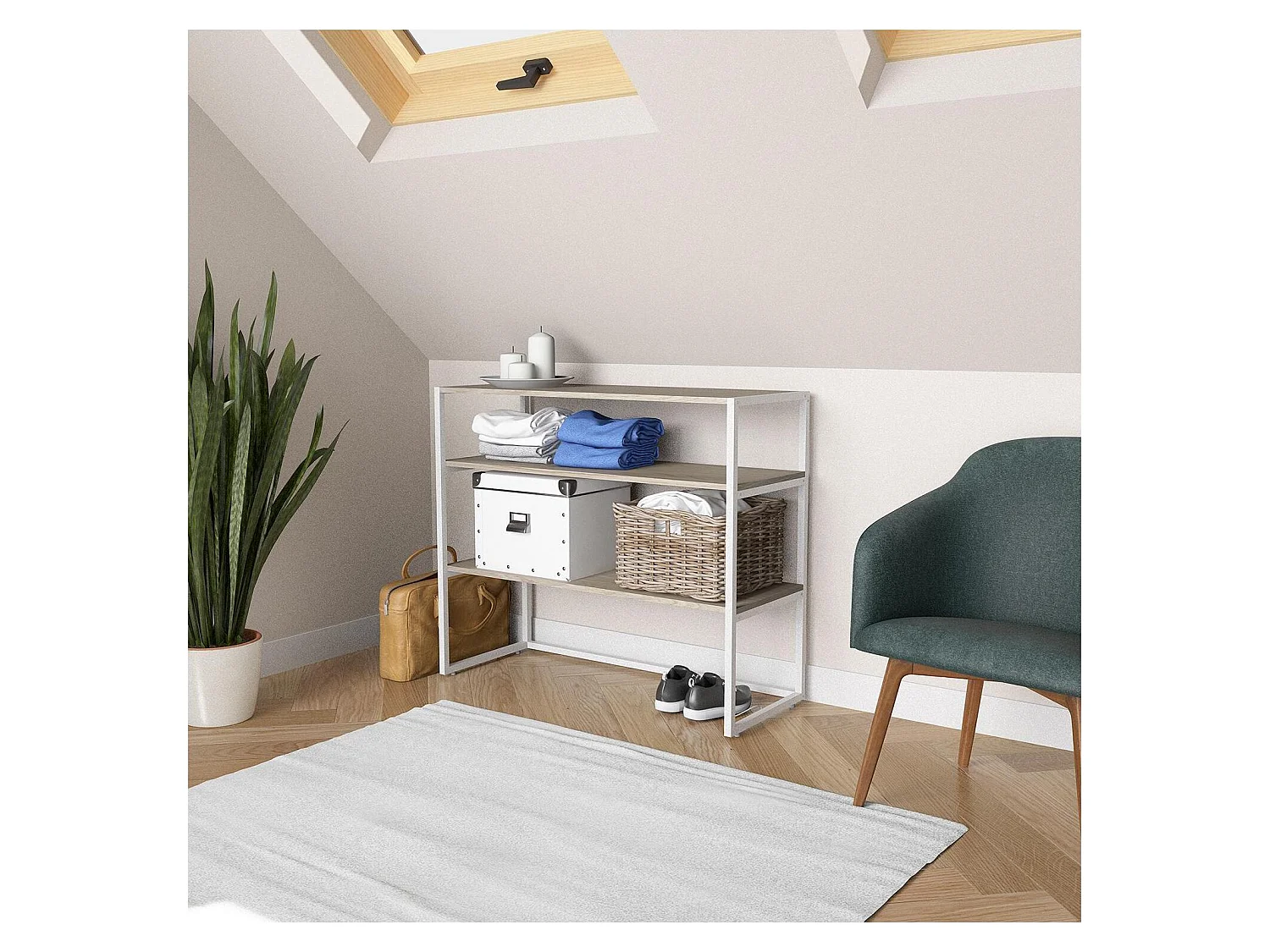 KADRA 100x85cm zolderkledingrek met planken