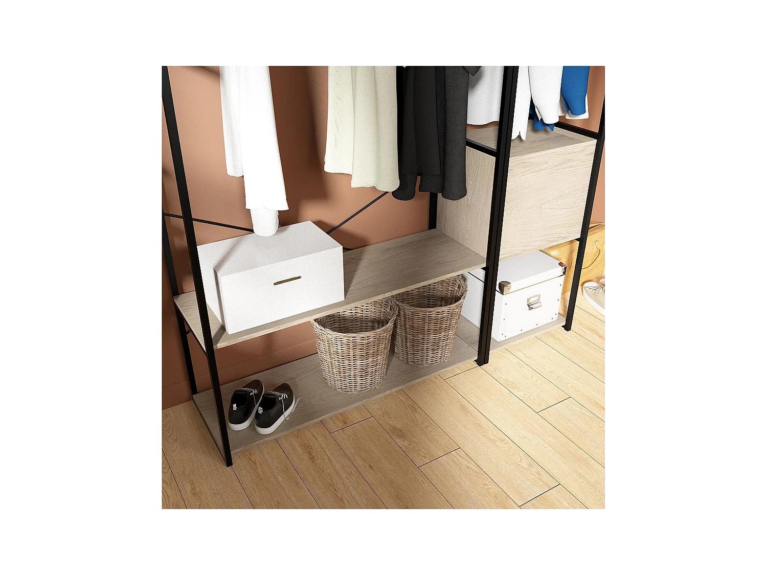 2er-Set Kleiderständer aus Holz und Metall JUNE