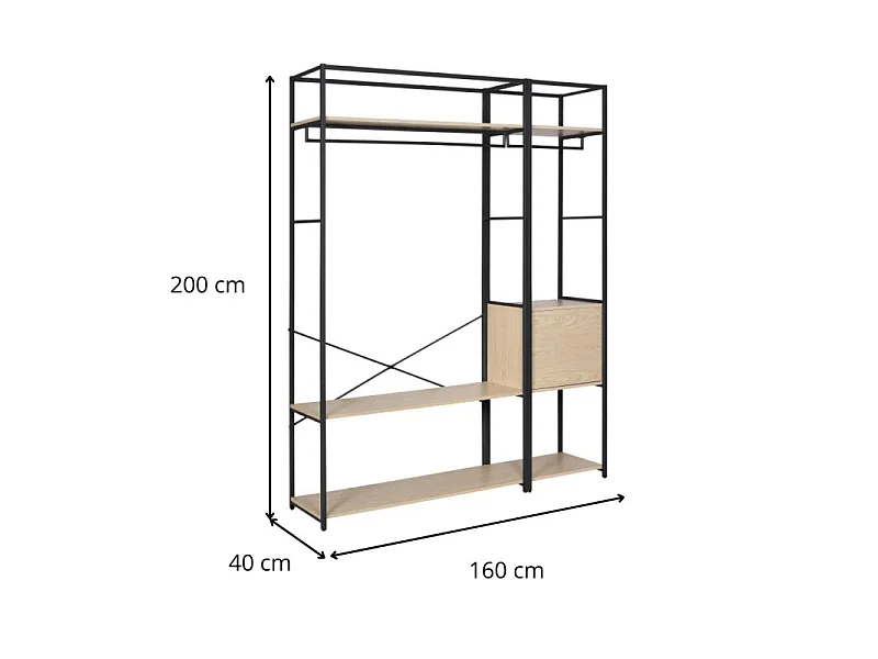 Set di 2 appendiabiti in legno e metallo JUNE