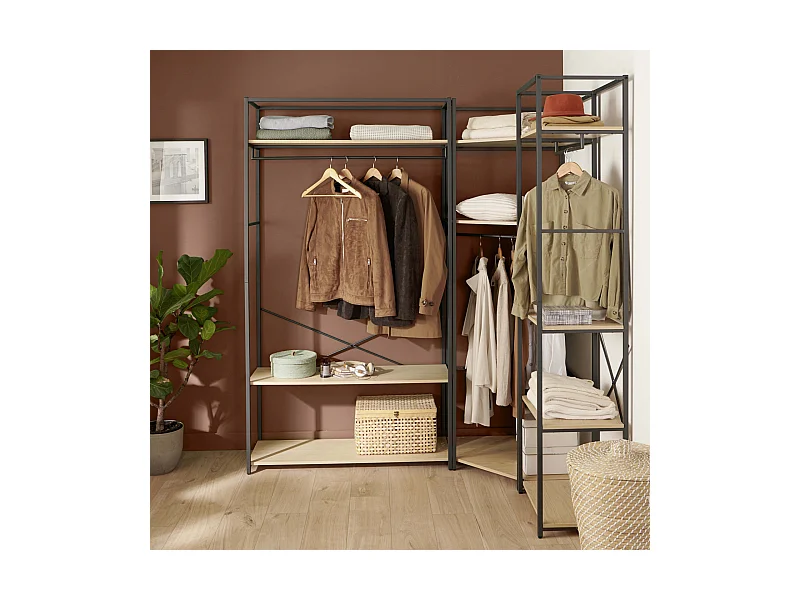 3er-Set Kleiderständer aus Holz und Metall 180x200cm JUNE