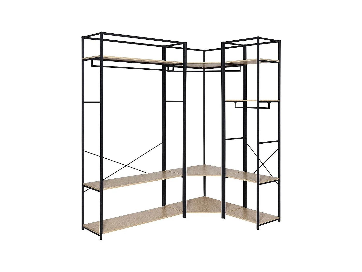 3er-Set Kleiderständer aus Holz und Metall 180x200cm JUNE