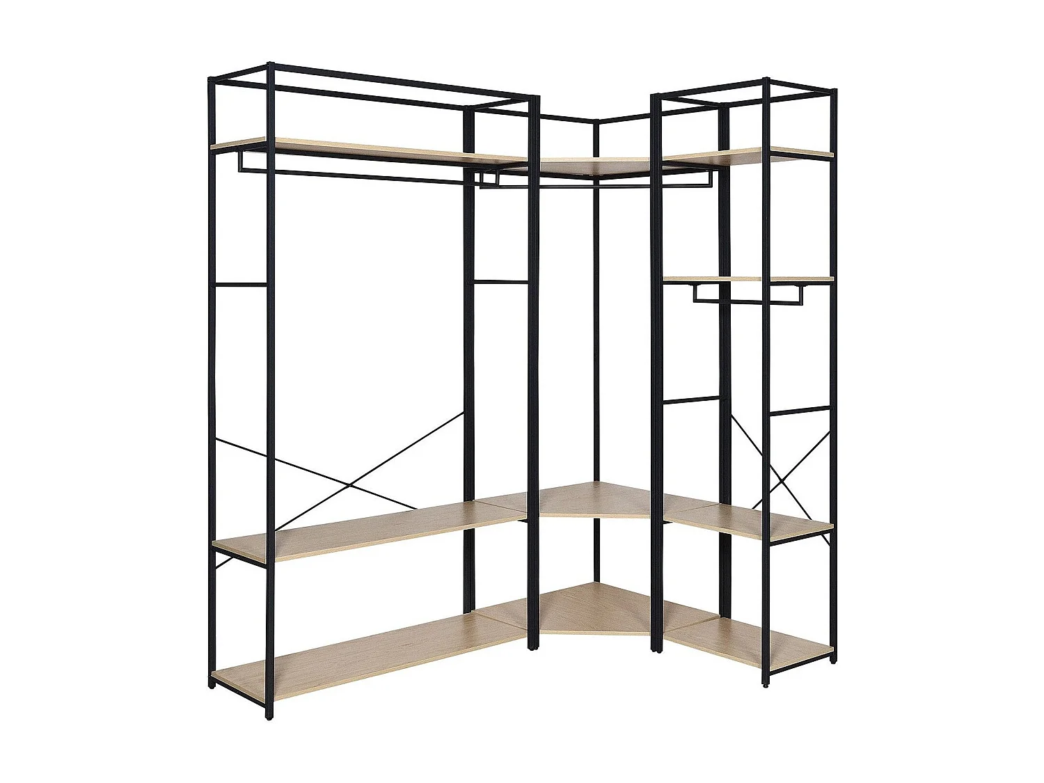 Lot de 3 portants vêtements en bois et métal 180x200cm