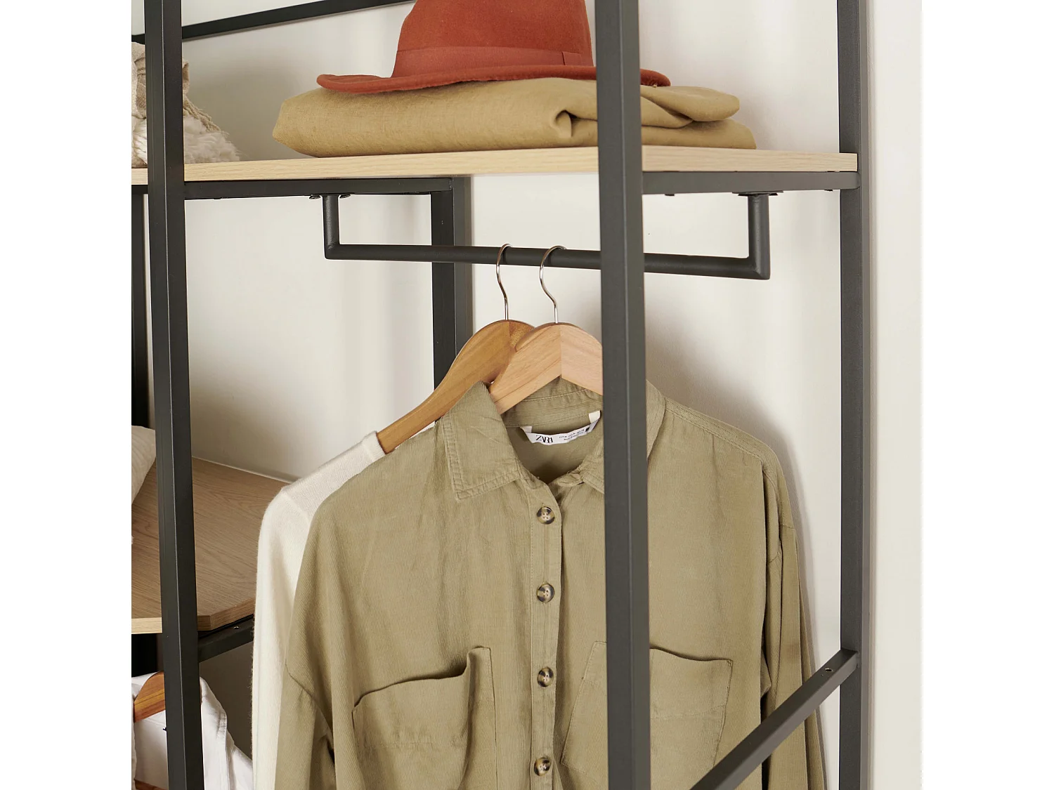 Lot de 3 portants vêtements en bois et métal 180x200cm