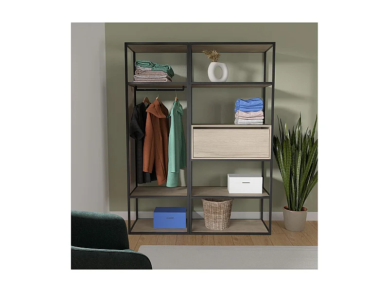 Kavel van 2 OSLO houten en metalen kledingrekken