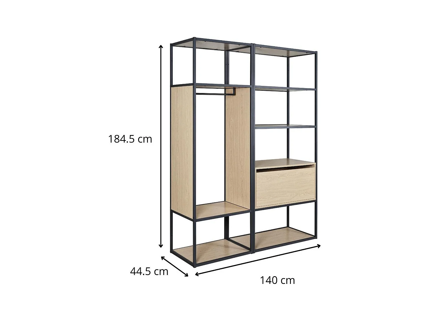 Los mit 2 OSLO-Kleiderständern aus Holz und Metall