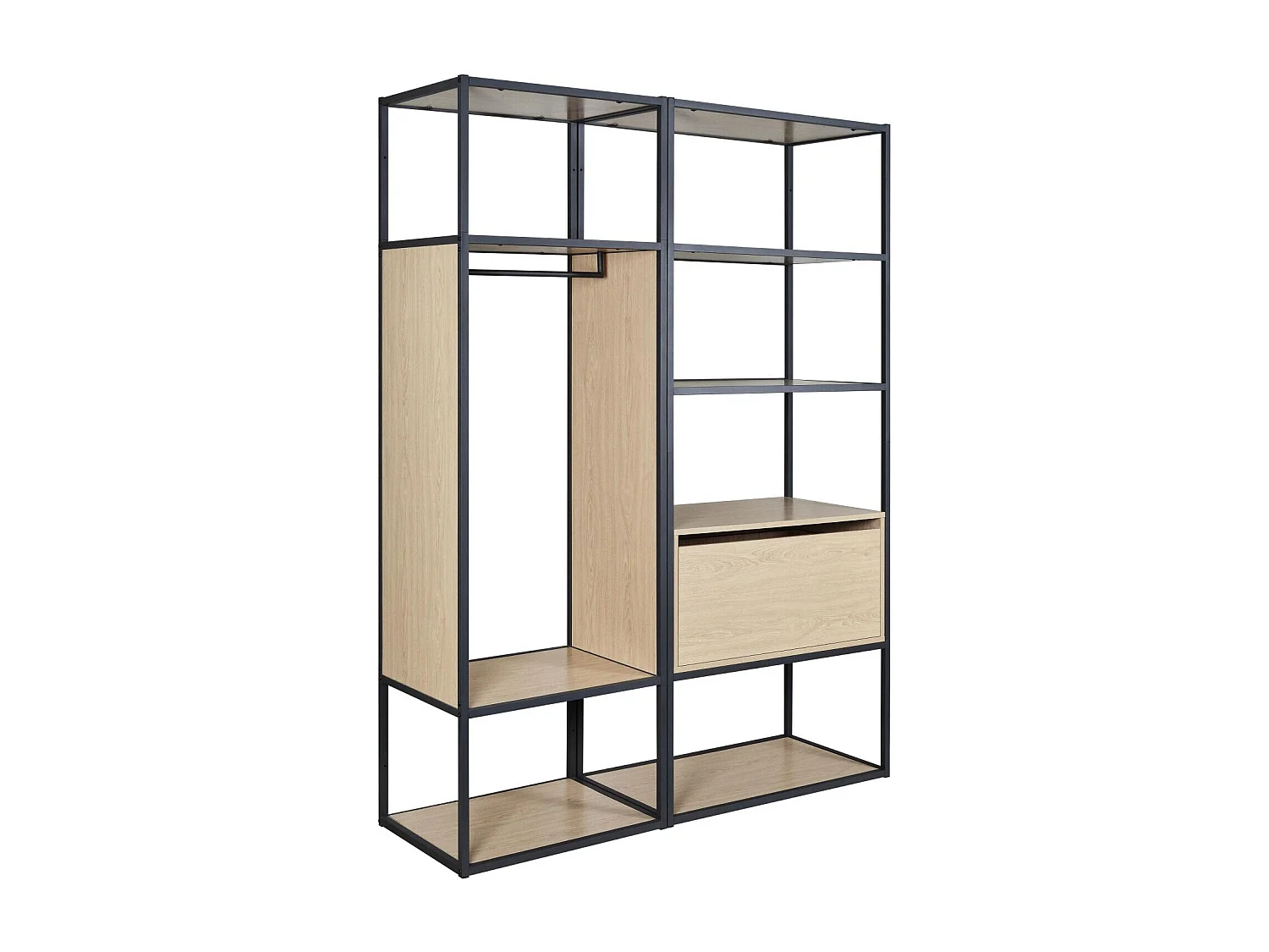 Lot de 2 portants vêtements en bois et métal gris 140x184.5cm