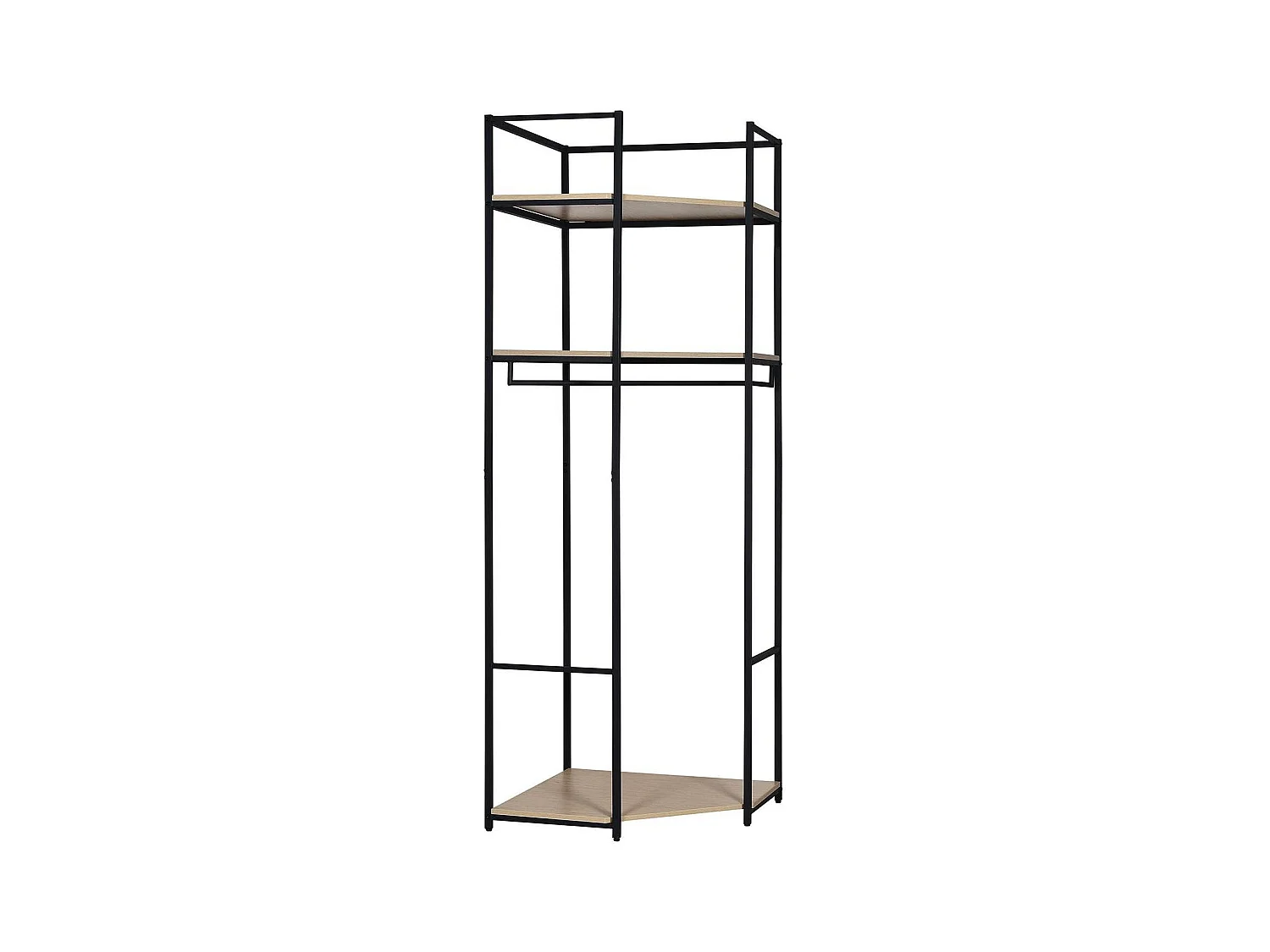 Eckkleiderständer JUNE aus Holz und Metall, 70 x 200 cm