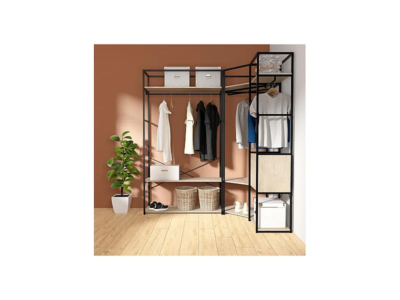 3er-Set Kleiderständer aus Holz und Metall JUNE