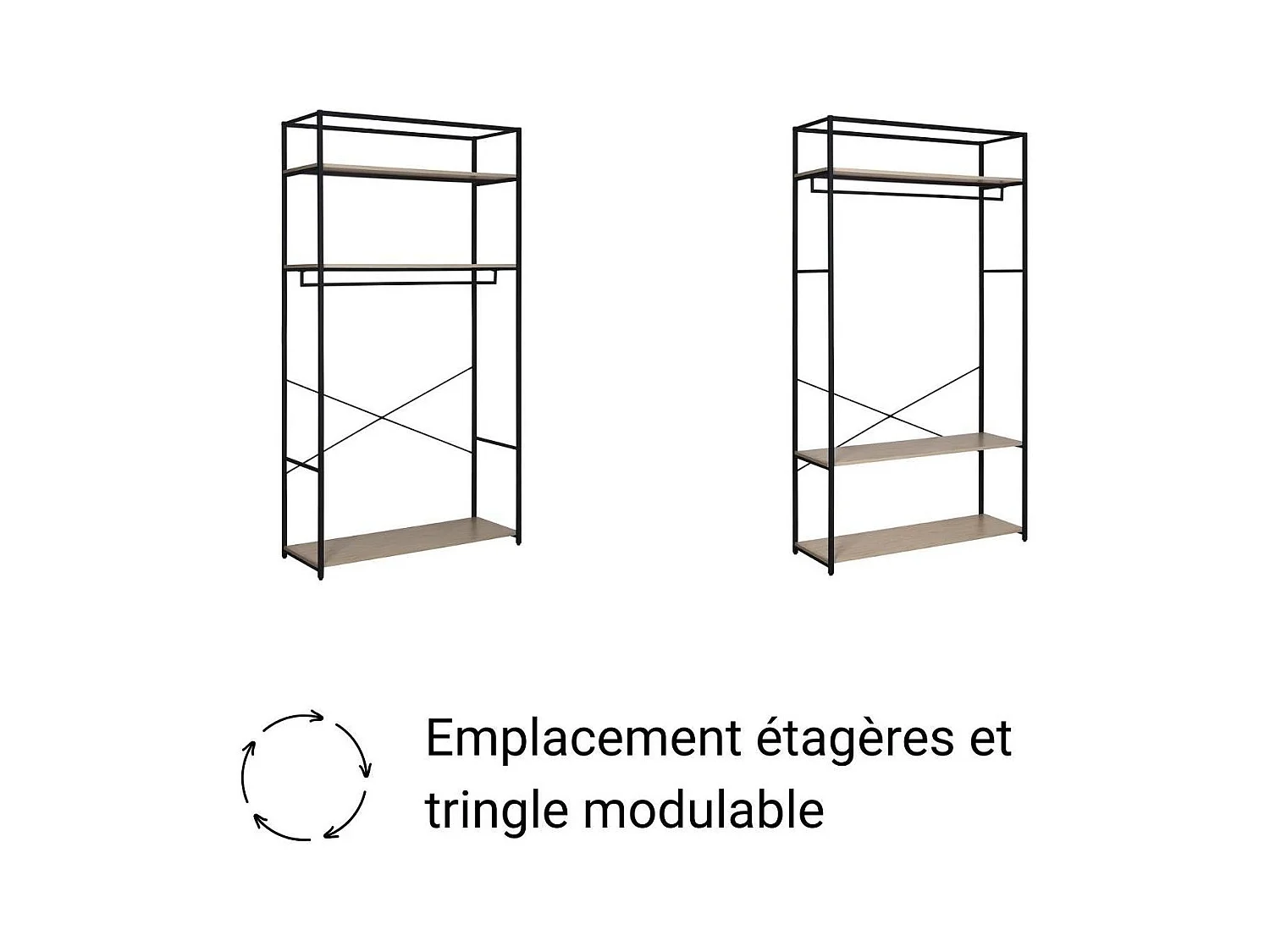 3er-Set Kleiderständer aus Holz und Metall JUNE