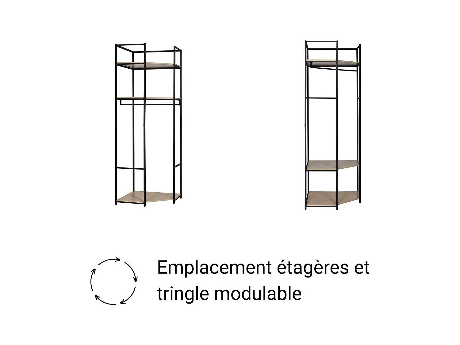 3er-Set Kleiderständer aus Holz und Metall JUNE