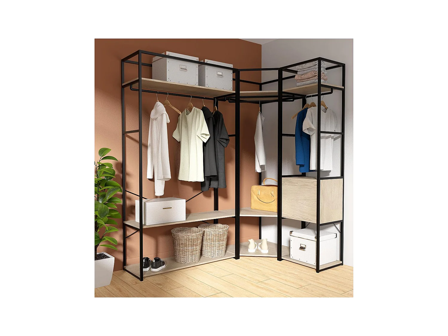 3er-Set Kleiderständer aus Holz und Metall JUNE