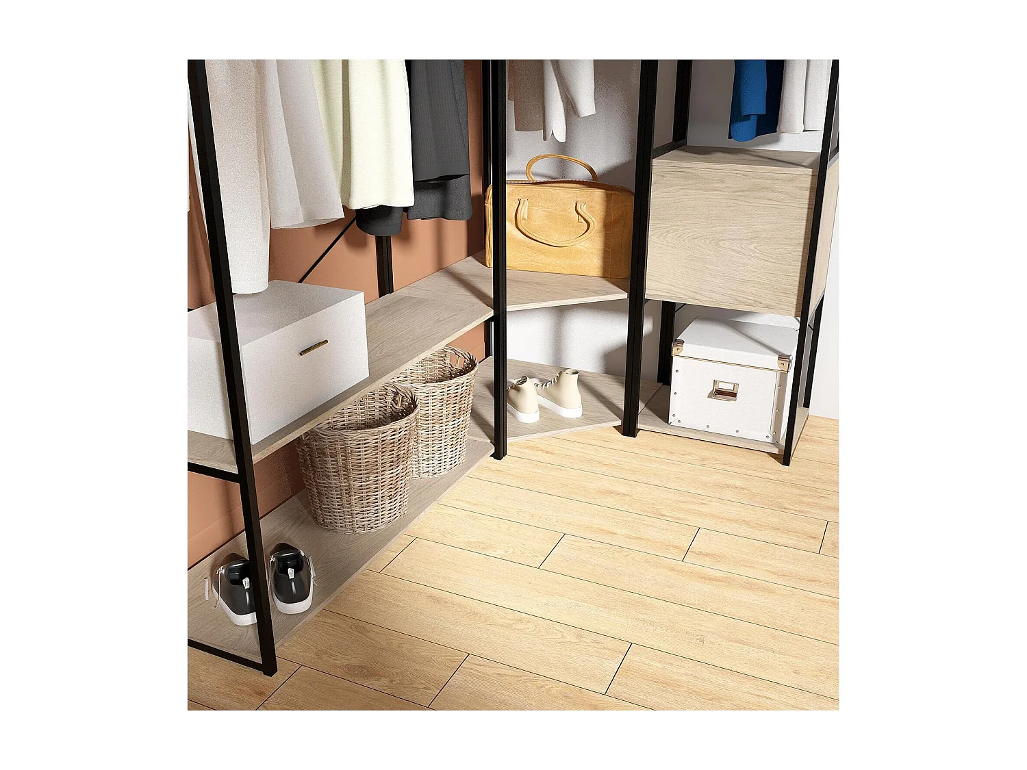 3er-Set Kleiderständer aus Holz und Metall JUNE