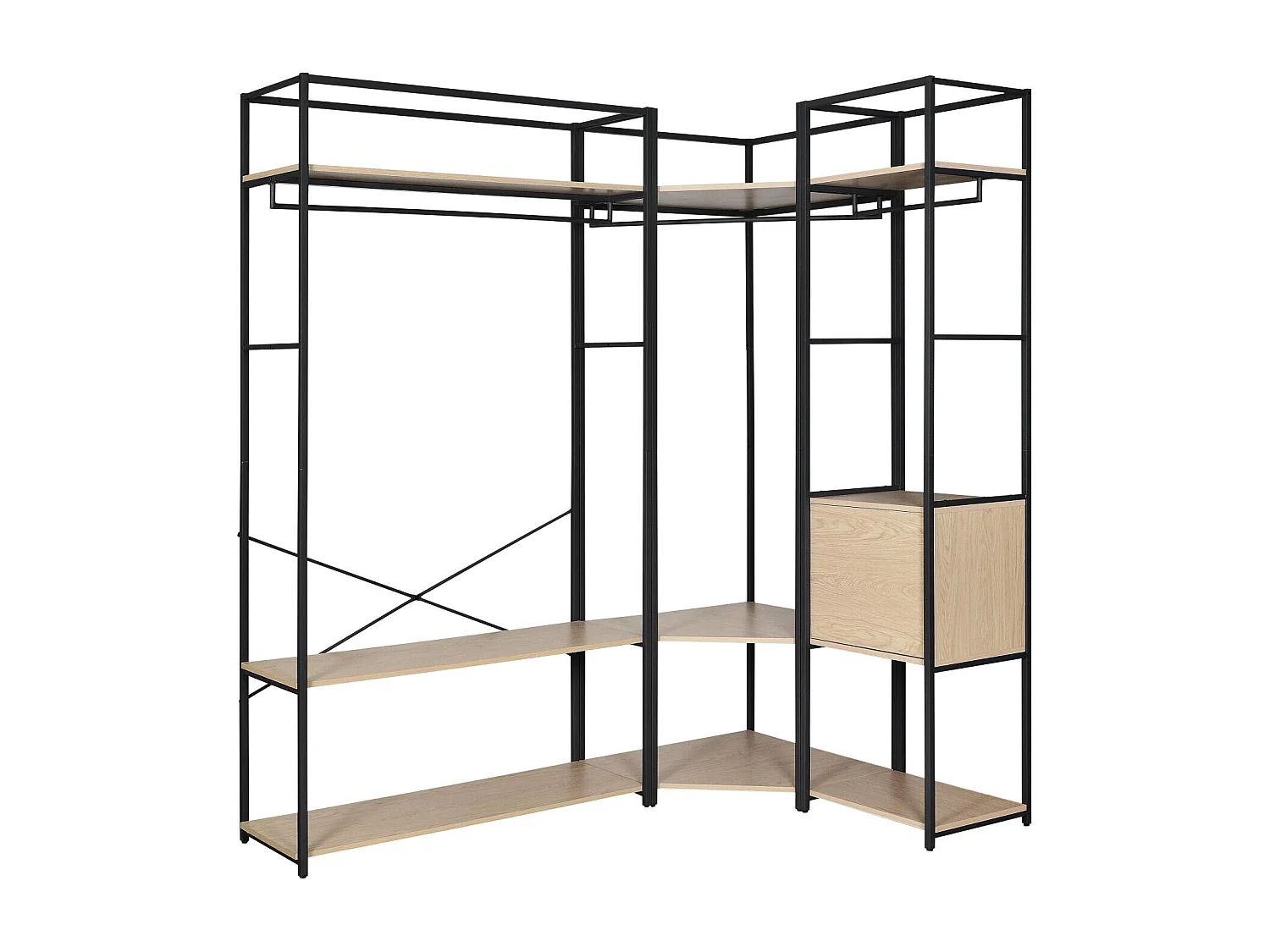 Lot de 3 portants vêtements bois et métal noir 180x200cm - rangement fermé