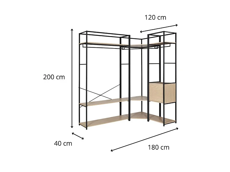 Set di 3 appendiabiti in legno e metallo JUNE