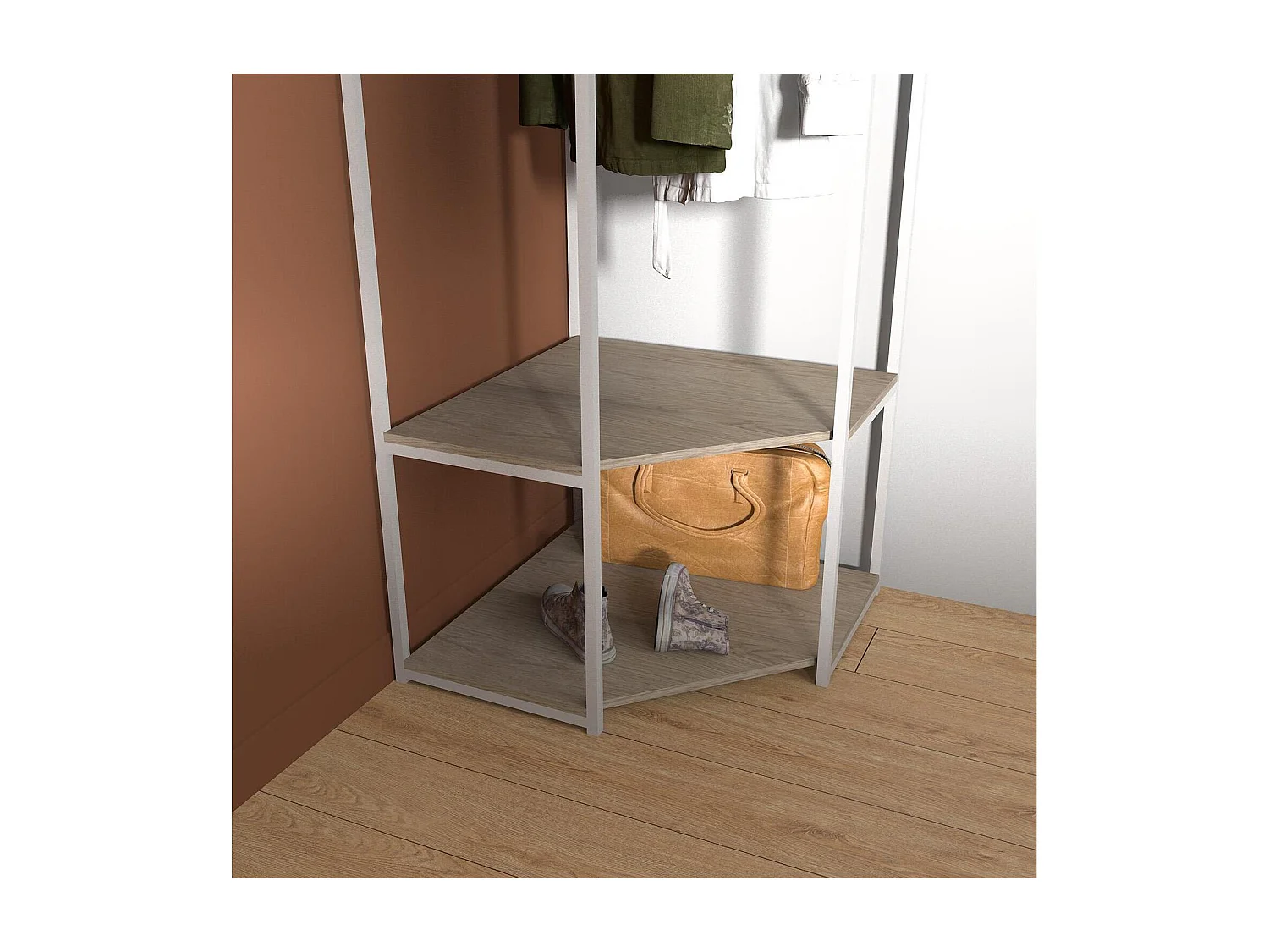 JUNE 70x200cm houten en metalen hoekkledingrek