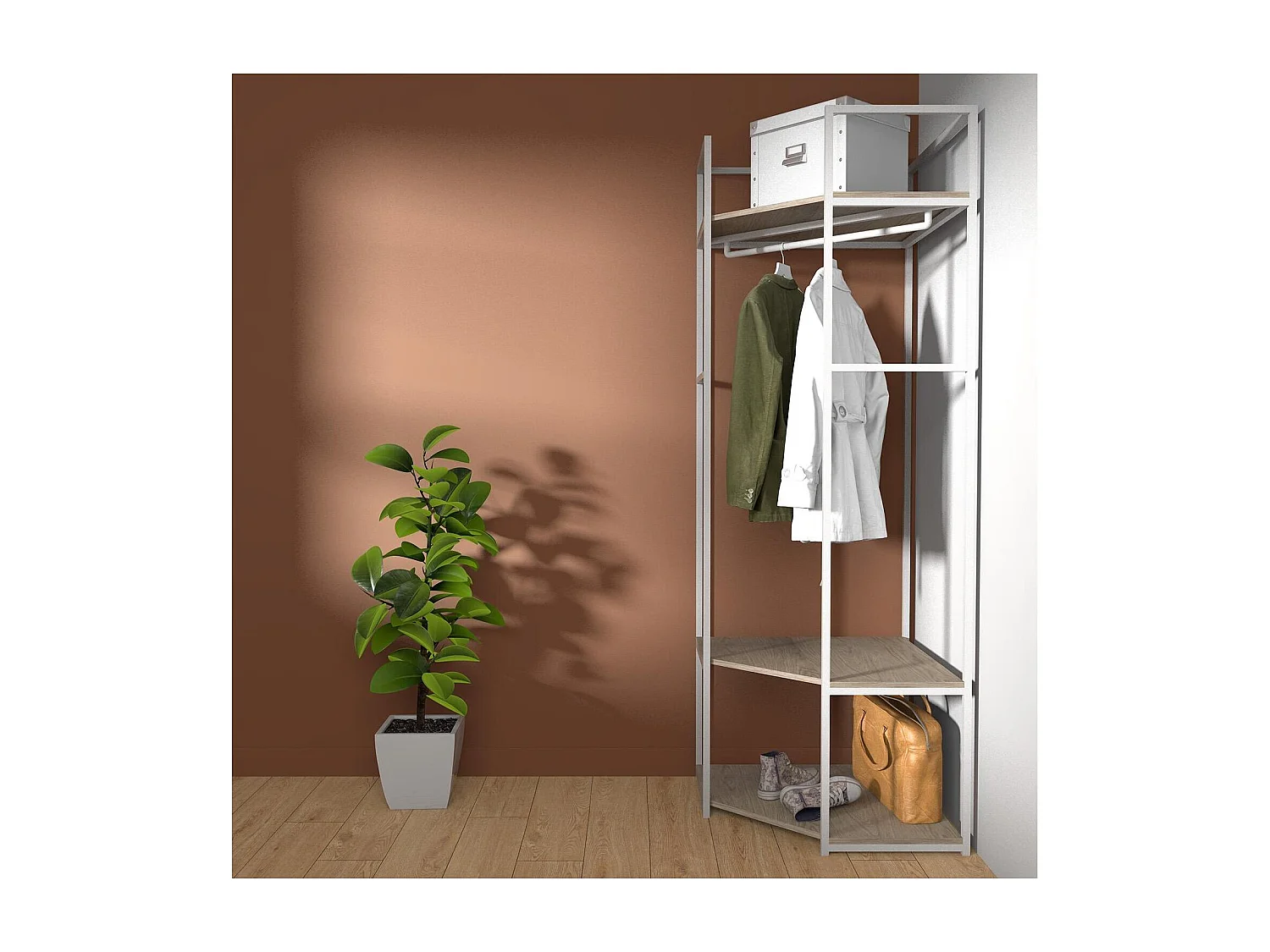 JUNE 70x200cm houten en metalen hoekkledingrek