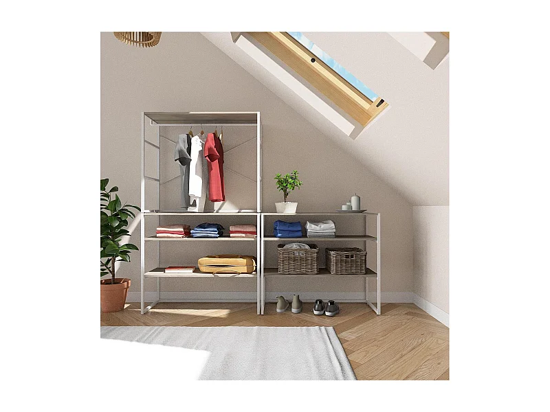 Set van 3 modulaire zolderkledingrekken 300x85cm KADRA