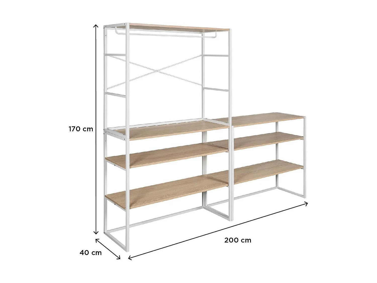 Set van 3 modulaire zolderkledingrekken 300x85cm KADRA
