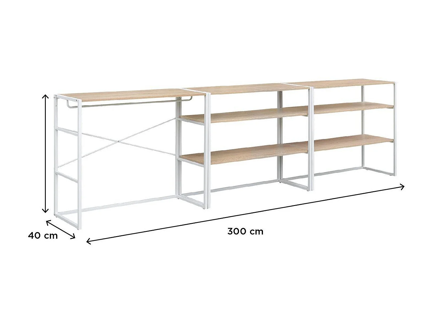 Lot de 3 portants vêtements sous combles KADRA modulables 300x85cm