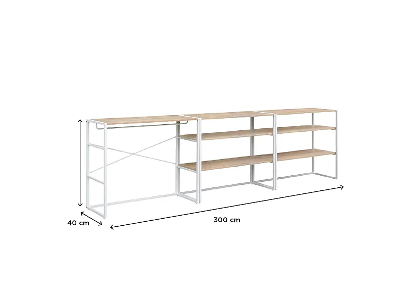 Set di 3 appendiabiti modulari da soffitta 300x85cm KADRA