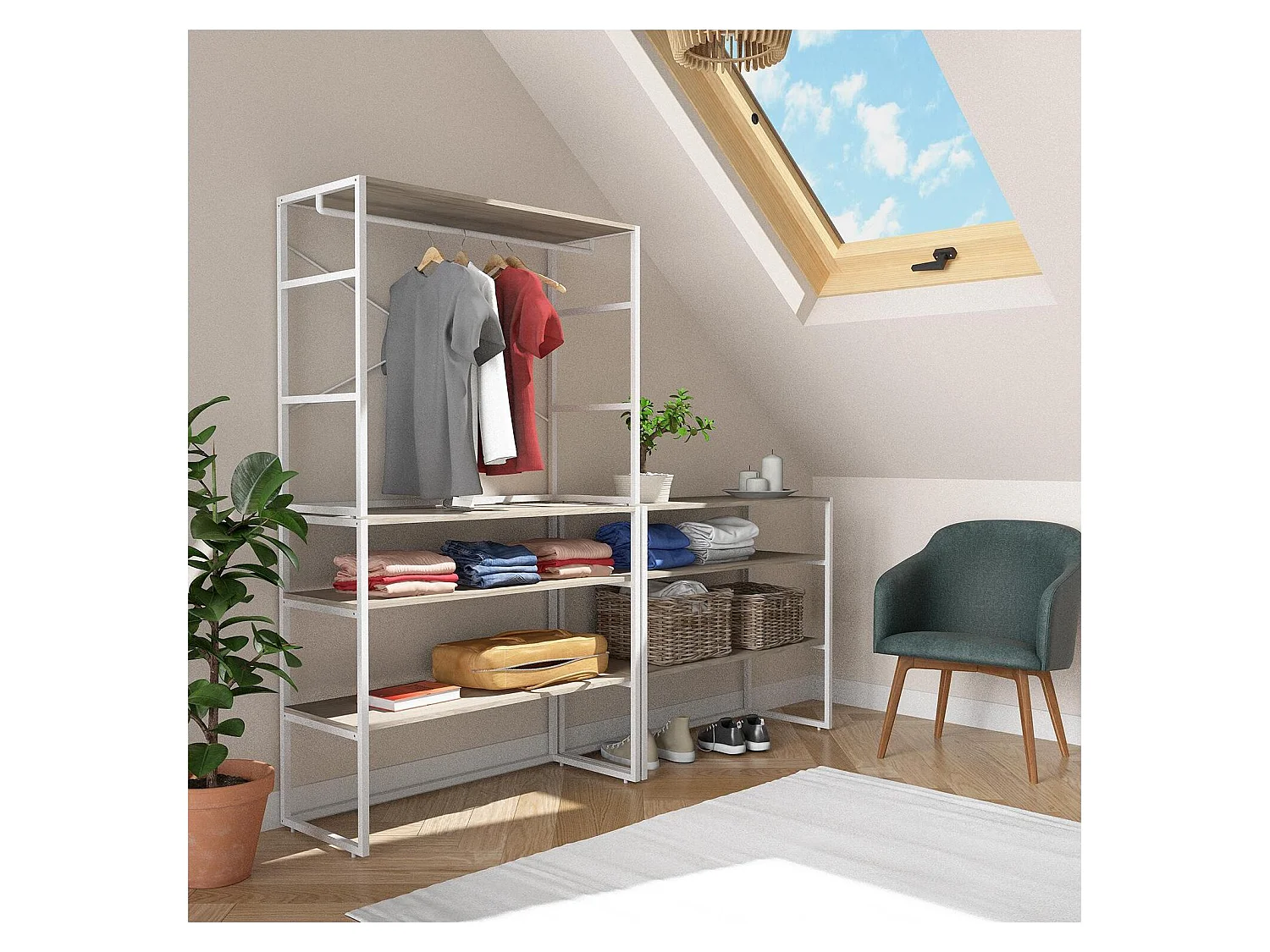 Set di 3 appendiabiti modulari da soffitta 300x85cm KADRA