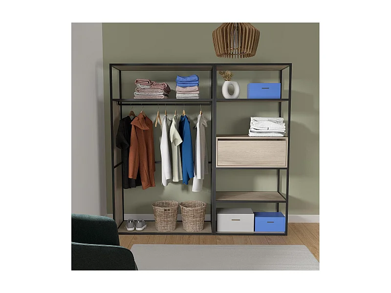 Lote de 2 percheros de madera y metal OSLO